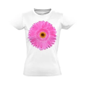 Pink Gerbera virágos női póló (fehér)