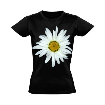 Százszorszép virágos női póló (fekete)