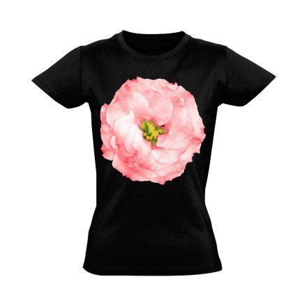 "Pozsgás" Rózsa virágos női póló (fekete)