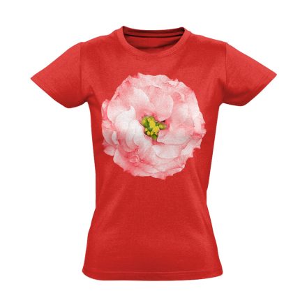 "Pozsgás" Rózsa virágos női póló (piros)