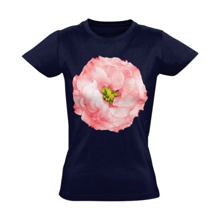 "Pozsgás" Rózsa virágos női póló (tengerészkék)