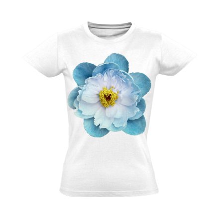 Kék Babarózsa virágos női póló (fehér)