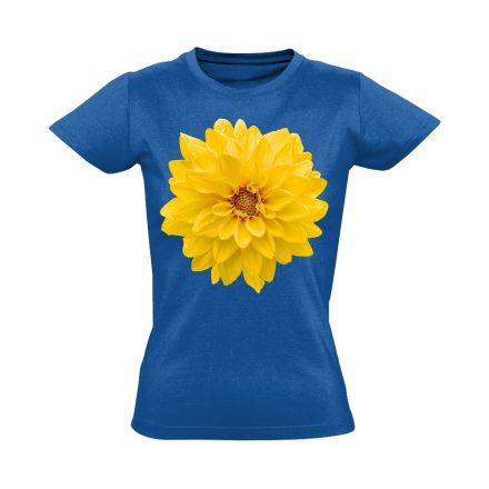 Sárga Dália virágos női póló (kék)