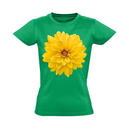 Sárga Dália virágos női póló (zöld)