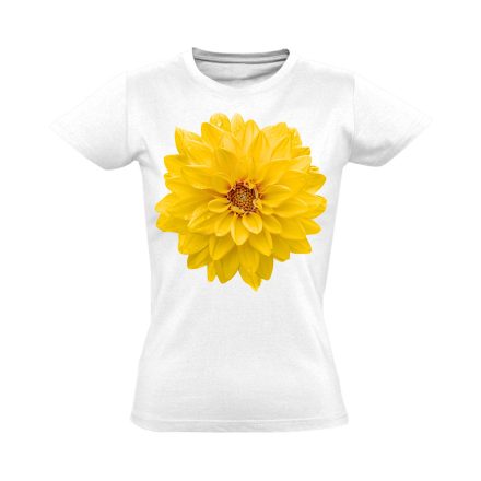 Sárga Dália virágos női póló (fehér)