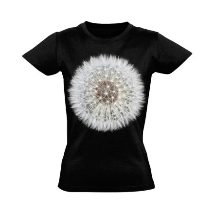 Gyermekláncfű virágos női póló (fekete)