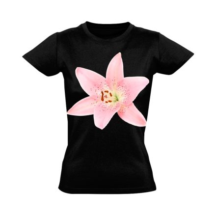 Pink Liliom virágos női póló (fekete)