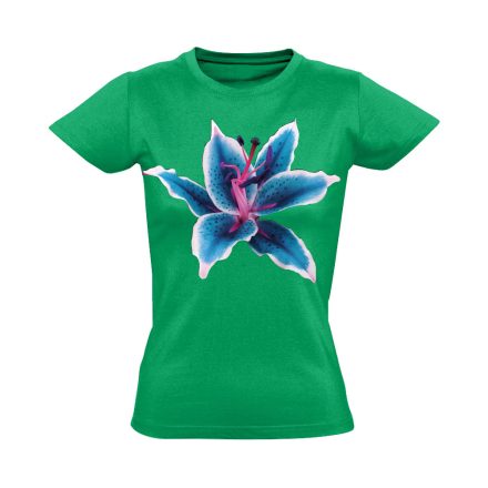 Kék Liliom virágos női póló (zöld)