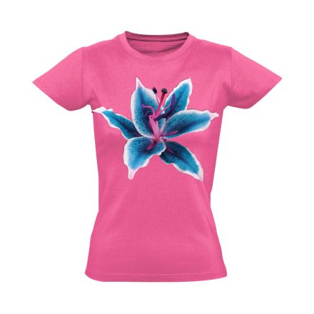 Kék Liliom virágos női póló (rózsaszín)