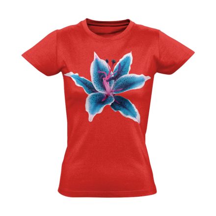 Kék Liliom virágos női póló (piros)