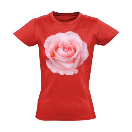 Halvány Rózsa virágos női póló (piros)