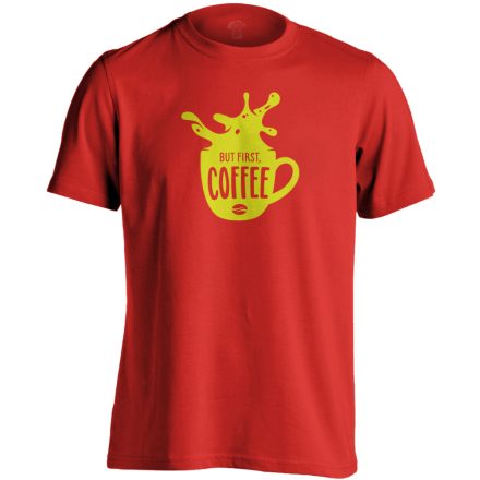 But First Coffee barista férfi póló (piros)