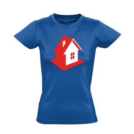 Házikó ingatlanos női póló (kék)