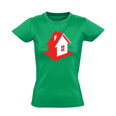 Házikó ingatlanos női póló (zöld)