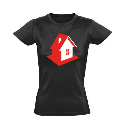 Házikó ingatlanos női póló (fekete)