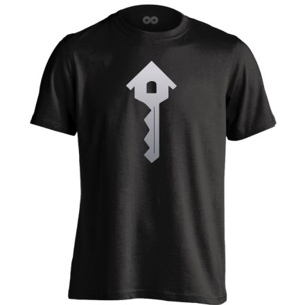 Kulcs a Boldogsághoz ingatlanos férfi póló (fekete)