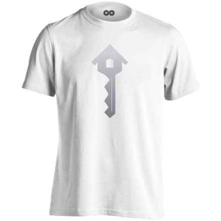 Kulcs a Boldogsághoz ingatlanos férfi póló (fehér)