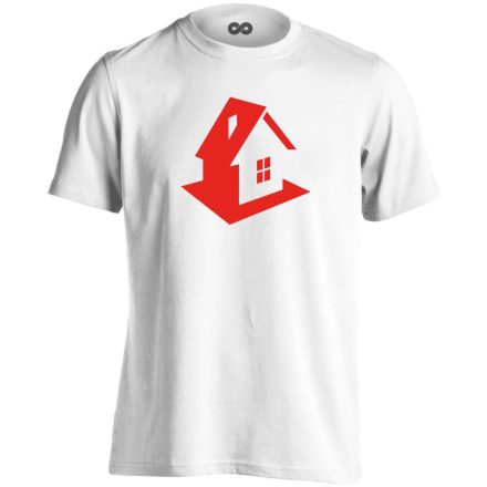Házikó ingatlanos férfi póló (fehér)