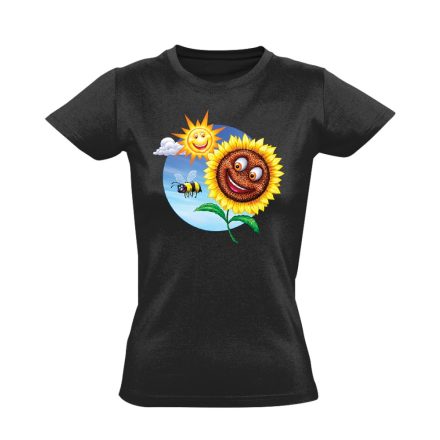Sunshine Happy kertész női póló (fekete)