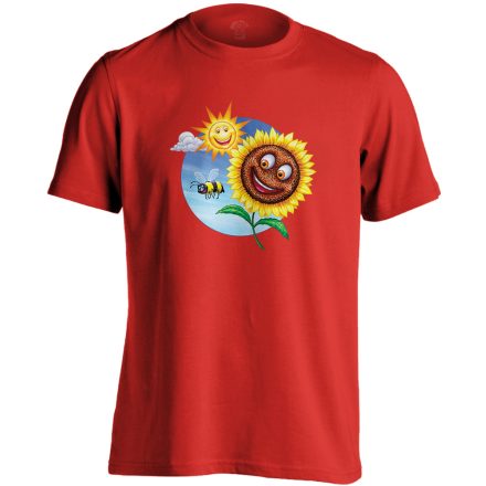 Sunshine Happy kertész férfi póló (piros)