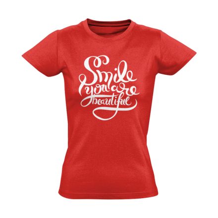Smile kozmetikus/sminkes női póló (piros)