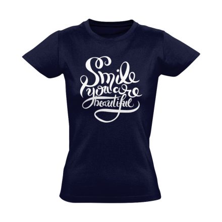 Smile kozmetikus/sminkes női póló (tengerészkék)