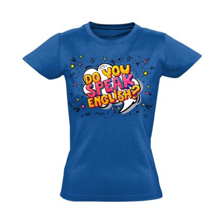 Comikus angoltanáros női póló (kék)