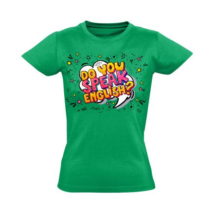Comikus angoltanáros női póló (zöld)