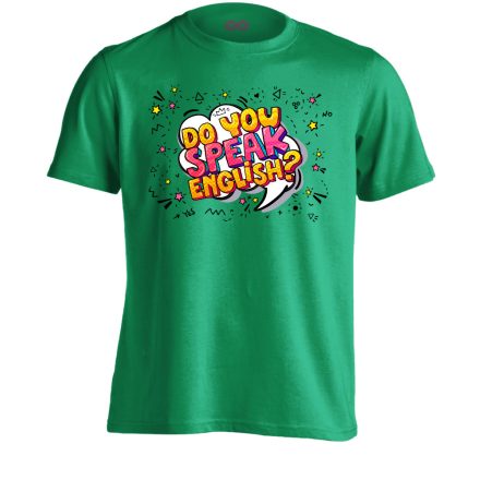Comikus angoltanáros férfi póló (zöld)