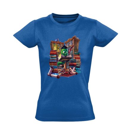 KönyvMolyLárva irodalomtanáros női póló (kék)
