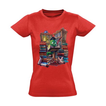 KönyvMolyLárva irodalomtanáros női póló (piros)