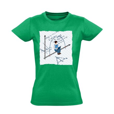 Nem Kocka! Négyzetrács! matektanáros női póló (zöld)