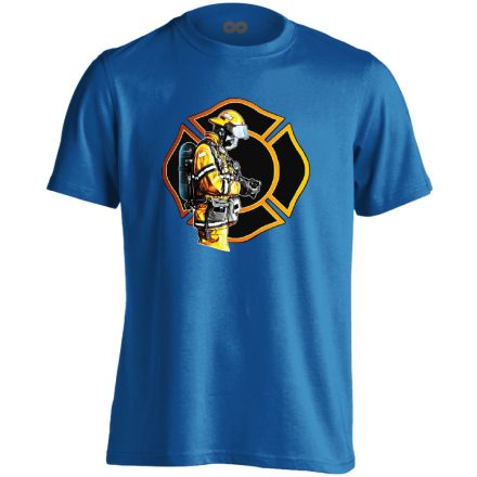 MenetKész tűzoltós férfi póló (kék)