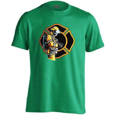 MenetKész tűzoltós férfi póló (zöld)
