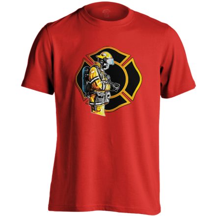 MenetKész tűzoltós férfi póló (piros)