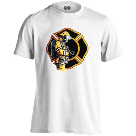 MenetKész tűzoltós férfi póló (fehér)