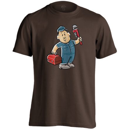 SzerethetőSzerelő víz-gázszerelős férfi póló (csokoládébarna)