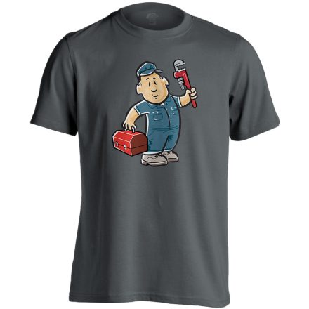 SzerethetőSzerelő víz-gázszerelős férfi póló (szénszürke)