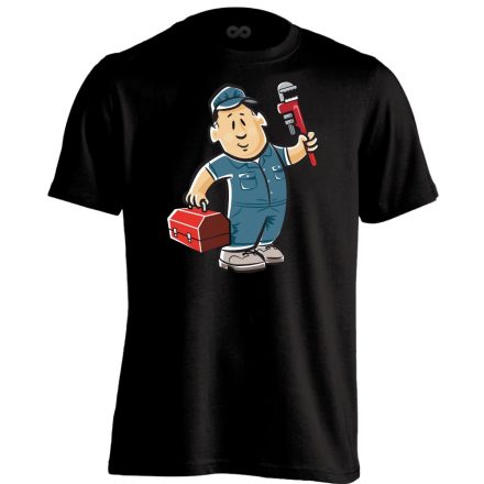 SzerethetőSzerelő víz-gázszerelős férfi póló (fekete)