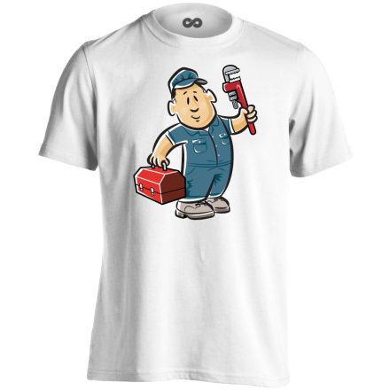 SzerethetőSzerelő víz-gázszerelős férfi póló (fehér)