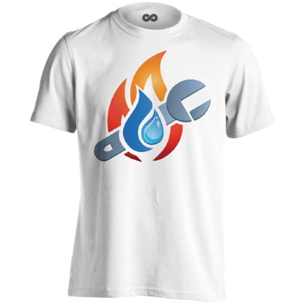 Őselemek víz-gázszerelős férfi póló (fehér)