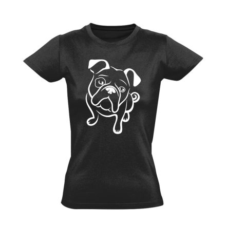 BúsPofi angol bulldogos női póló (fekete)