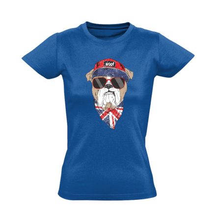Vuff! angol bulldogos női póló (kék)
