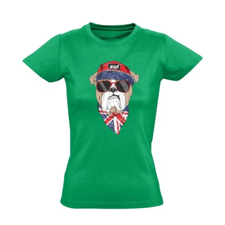 Vuff! angol bulldogos női póló (zöld)