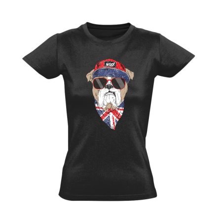 Vuff! angol bulldogos női póló (fekete)