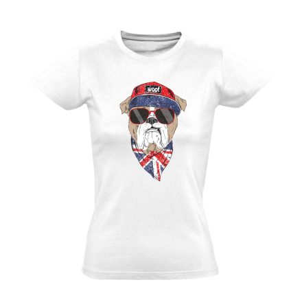 Vuff! angol bulldogos női póló (fehér)
