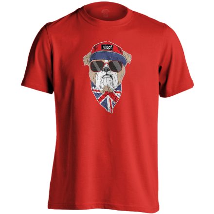 Vuff! angol bulldogos férfi póló (piros)