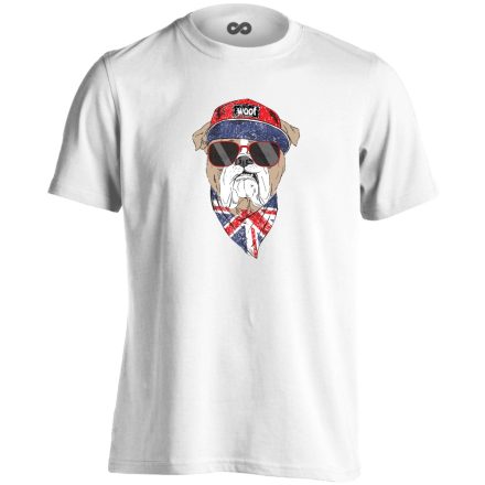 Vuff! angol bulldogos férfi póló (fehér)
