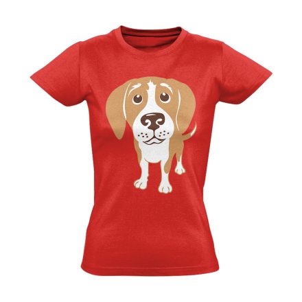 GombSzem beagle-ös női póló (piros)