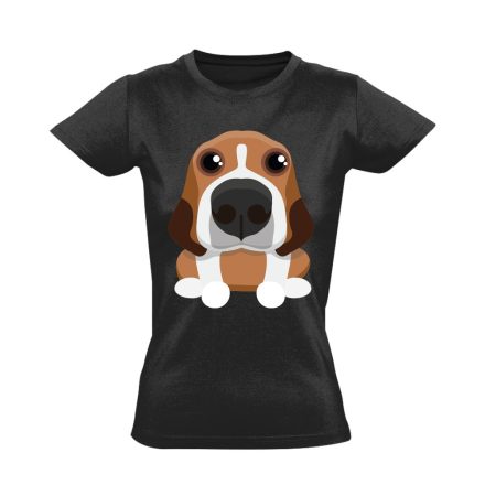 Zukker beagle-ös női póló (fekete)